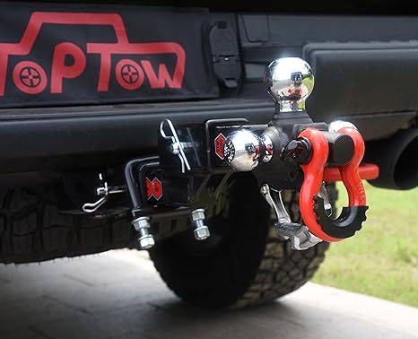 TOPTOW Recovery Shackle Ball Hitch Ount W/atte Black Triple Tow Ball