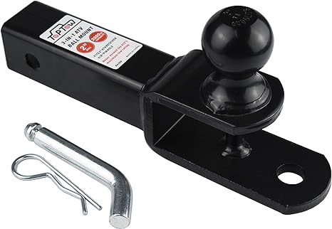 Adattatore Gancio Traino TOPTOW 3 In 1 Per ATV/UTV – Sfera 1 7/8, Ricevitore 1-1/4, Resistenza 2268 Kg, Nero