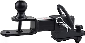 TOPTOW 63708 Bolt on ATV/UTV Trailer Hitch Receiver Adapter + 2 inch ATV/UTV Hitch Ball Mount with 2 inch Ball + 5/8 inch Hitch Pin and Clip